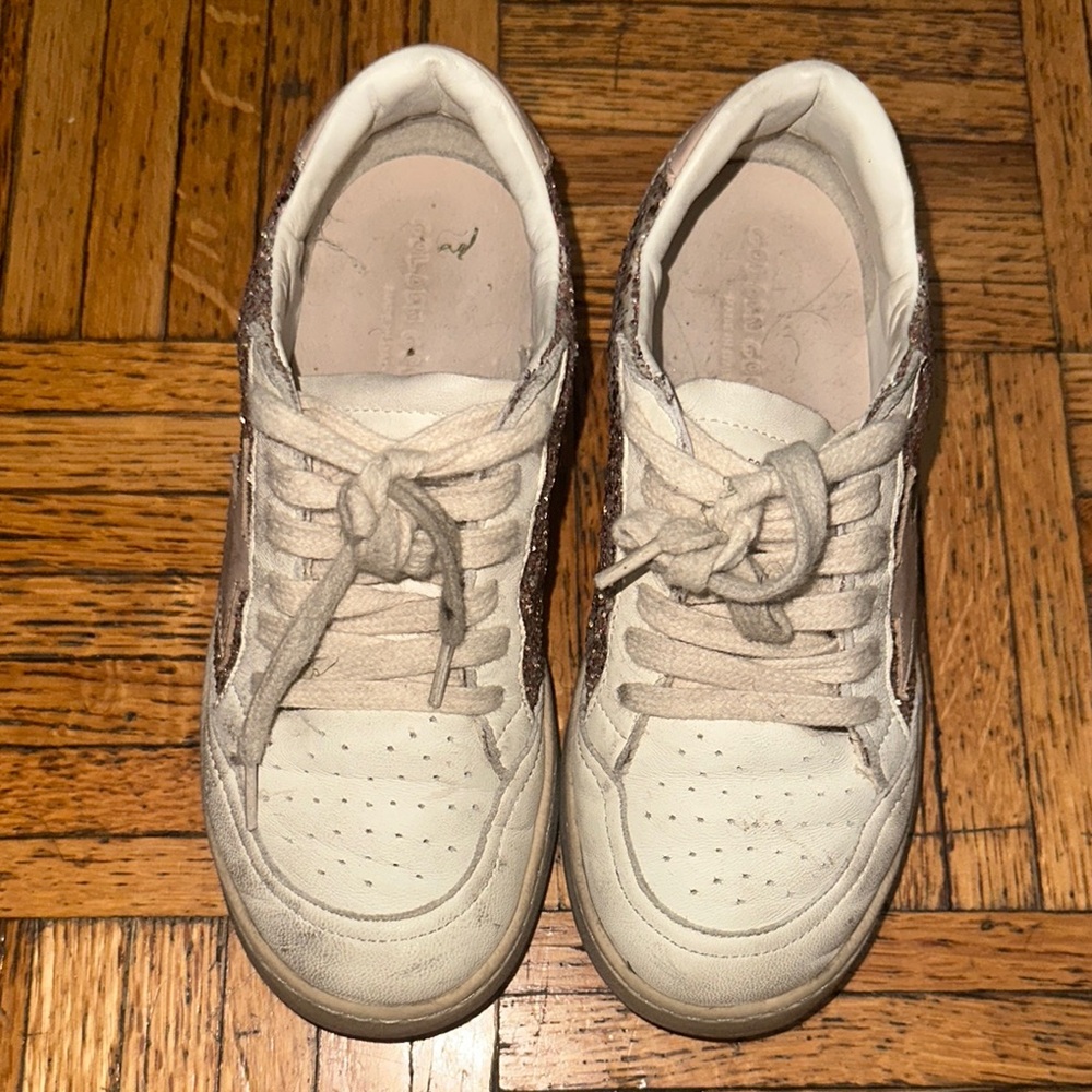 Golden Goose Kids White and Tan Sneakers